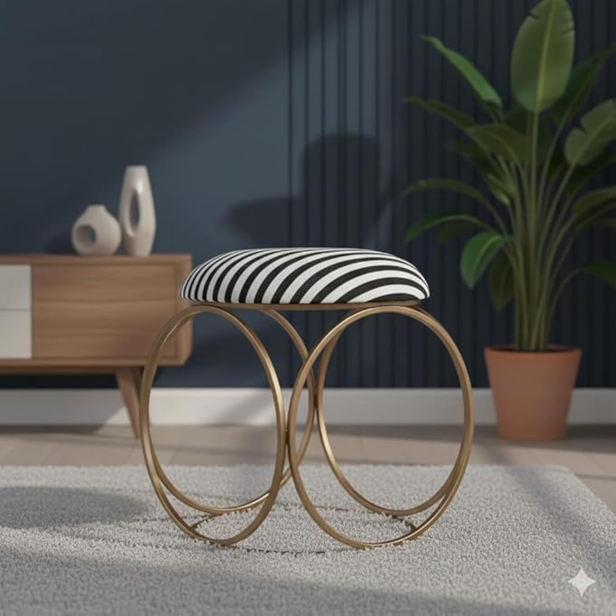 Metal Stool for Living, Dressing and Bedroom, Modern Ottoman Side Table